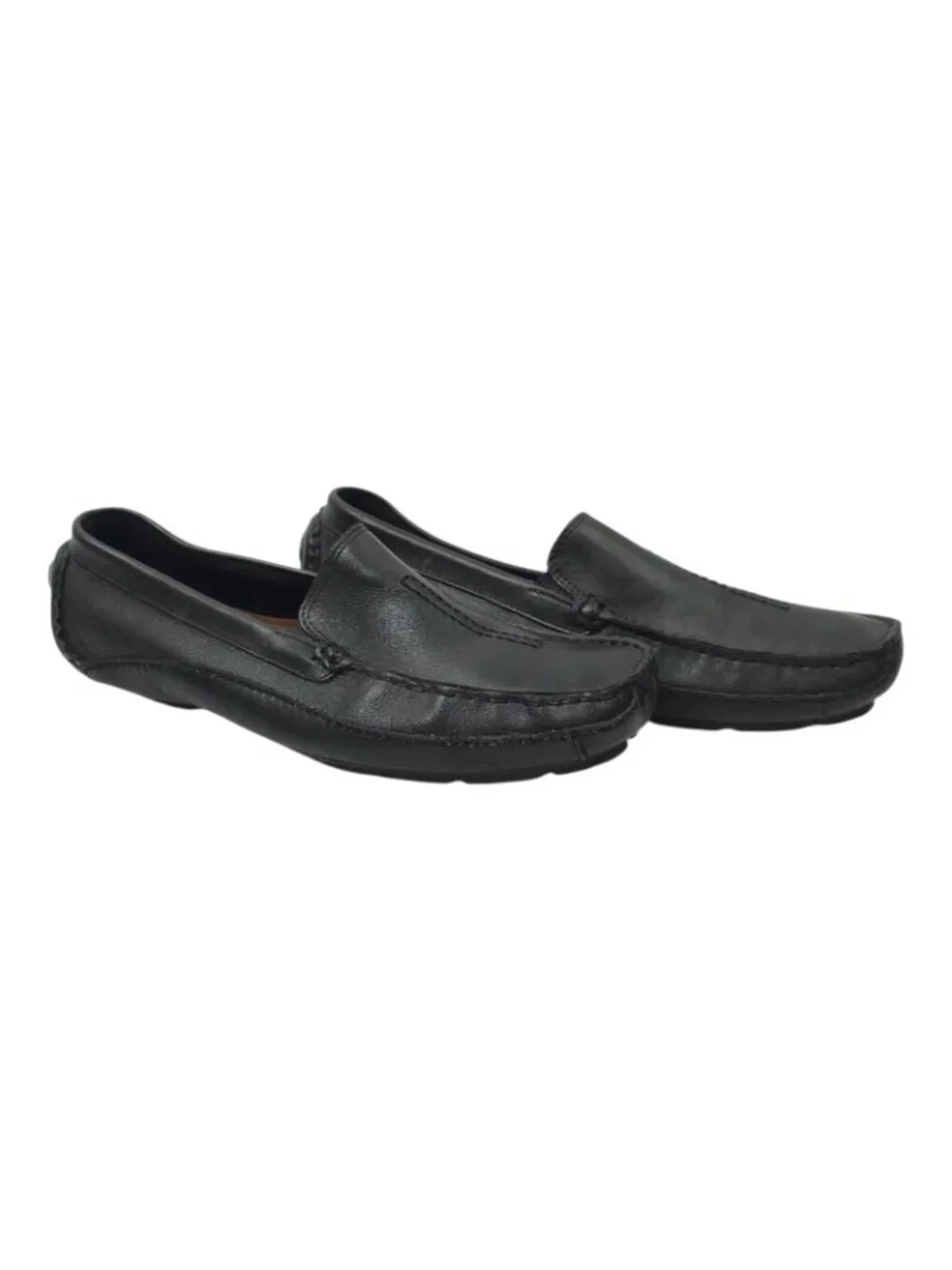 Clarks Leather Driving Loafers Mens 10 M Black Slip On Casual Shoes Moccasins